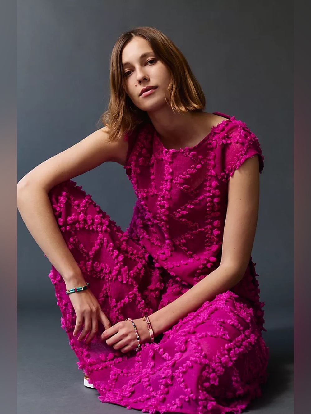 Anthropologie Maeve Blythe Textured Maxi Dress XS